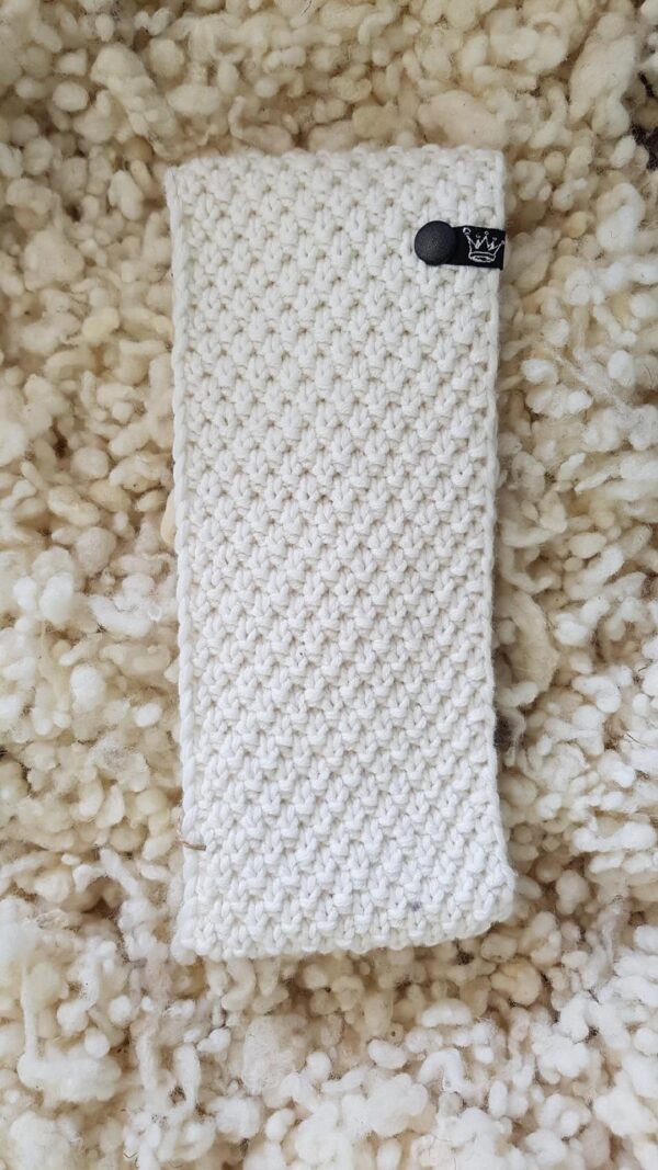 Stirnband Handgestrickt Farbe: white 100% Merinowolle