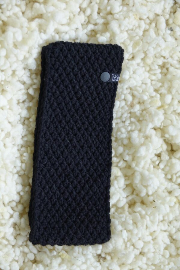 Stirnband Handgestrickt Farbe: black raven 100% Merinowolle